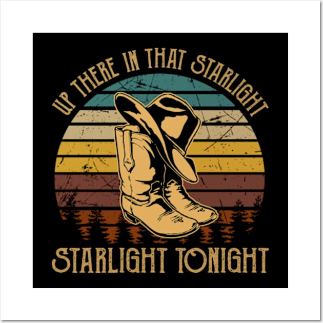 Up There In That Starlight, Starlight Tonight Cowboy Boots Hat Country Wall Art by Chocolate Candies